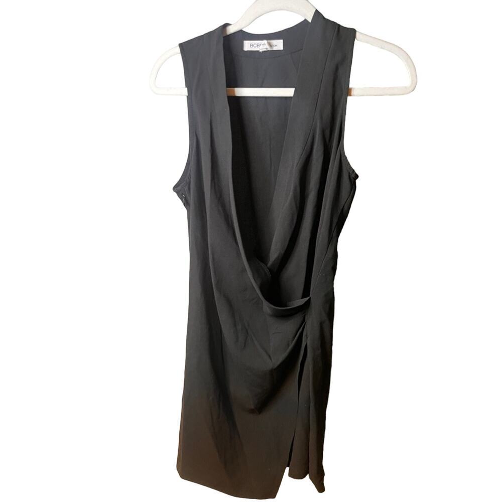 BCBGeneration Black Sleeveless Faux Wrap Dress Size 4